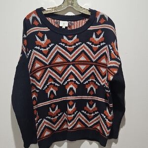 Hot & Delicious Geometric Patterned Sweater - Black and Orange S /M